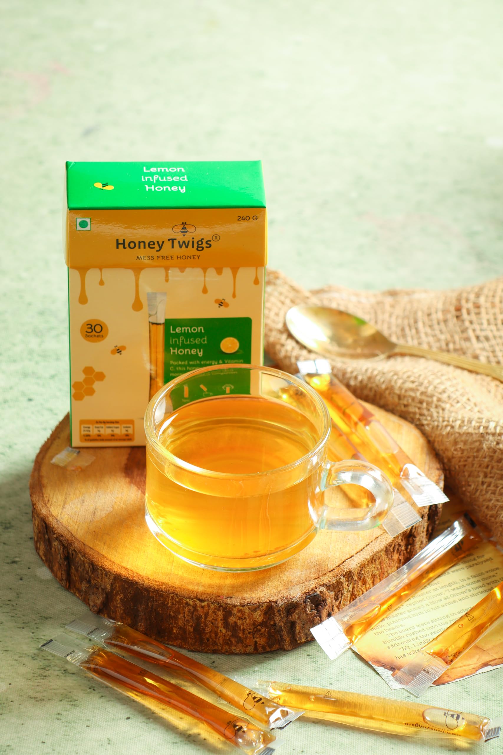 Honey Twigs Ginger Honey and Lemon Honey, 480g(240g + 240g - 60